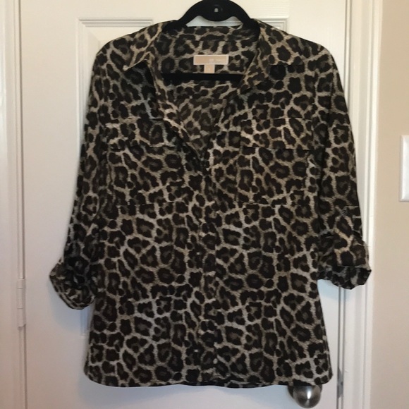 MICHAEL Michael Kors Tops - Michael Kors Leopard Button Down Blouse